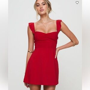PRINCESS POLLY Landon Red Mini Dress with Lace-Up Back